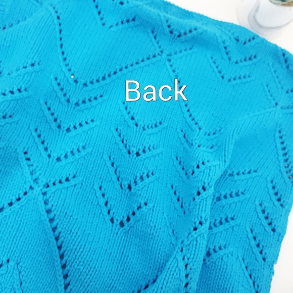 Vintage 80's Magnolia💙Turquoise Blue Embellished Sleeveless Knitted Top - Picture 8 of 10